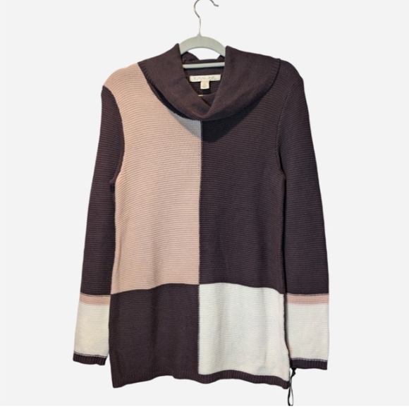 Emaline Sweaters - Elegant Colorblock Cowl Neck Sweater